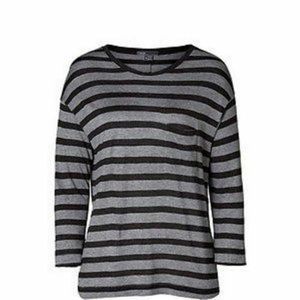 VINCE. Striped Heather GREY Charcoal Pocket Top